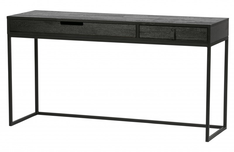 DESK BLACK ASH METAL FRAME 2 DRAWERS - CONSOLES, DESKS